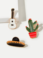 Load image into Gallery viewer, Set of 3 Pins: Cactus, Guitar, and Hat
