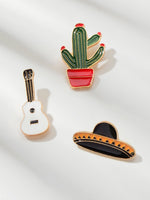 Load image into Gallery viewer, Set of 3 Pins: Cactus, Guitar, and Hat
